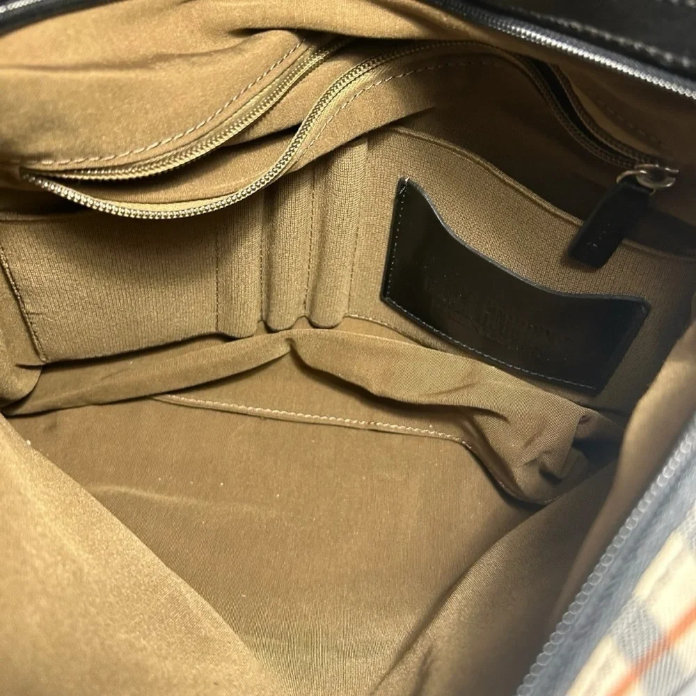 Jack Georges Patent Leather and fabric laptop bag.